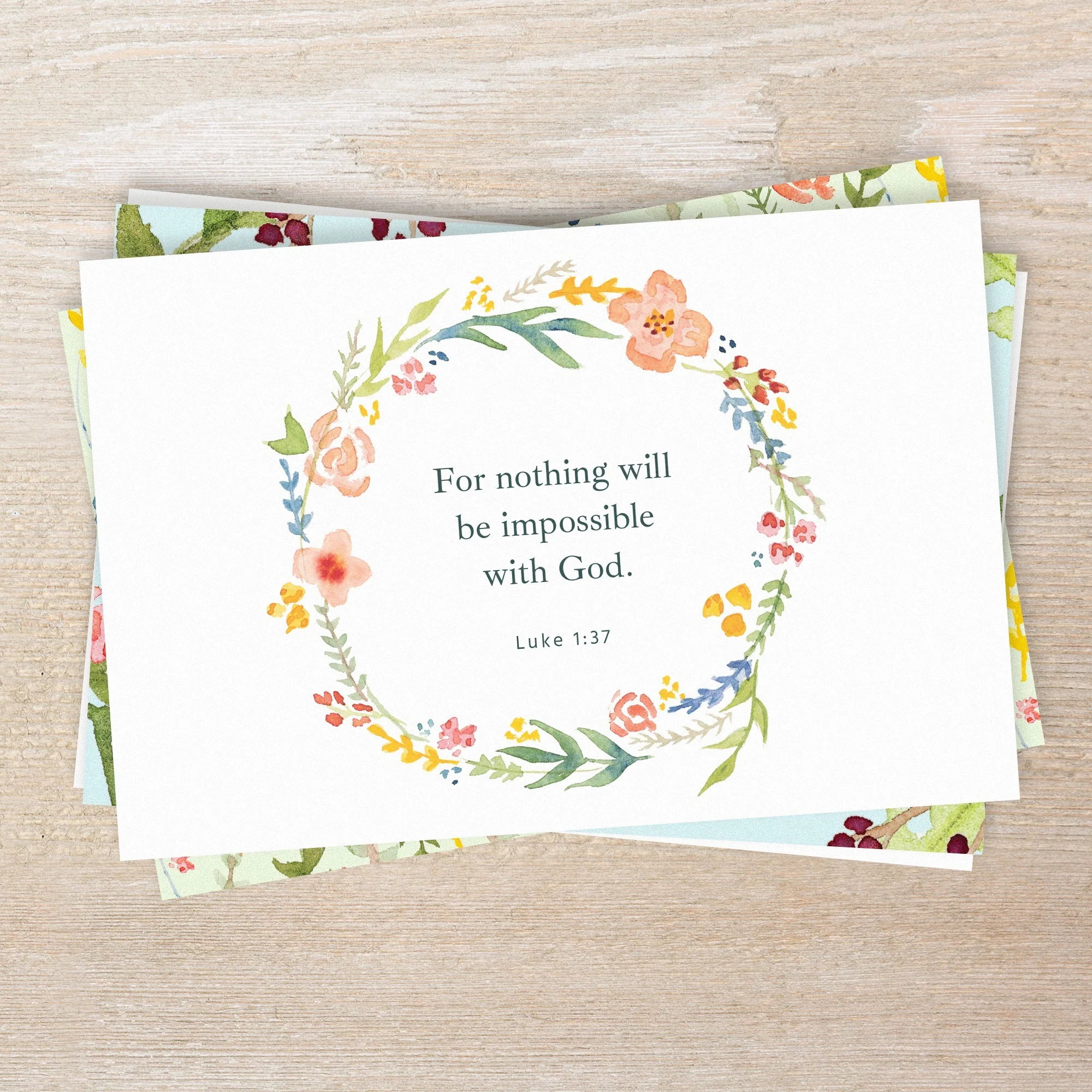Watercolor Floral Scripture Note Card Set - Pack of 12