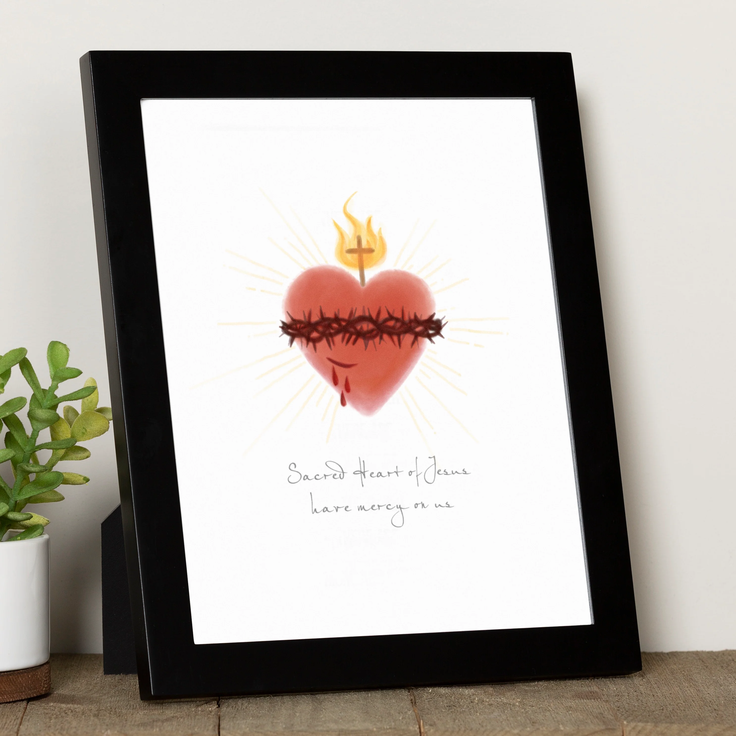 Watercolor Sacred Heart of Jesus Framed Print