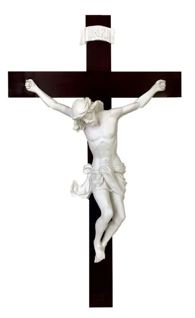 White Alabaster Baroque Style Crucifix - 30"