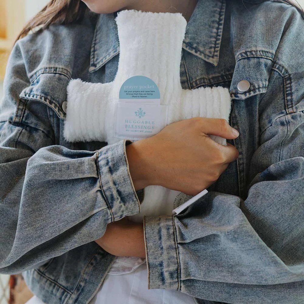 White Cross or White Heart Huggable Prayer Pillow - Image 2