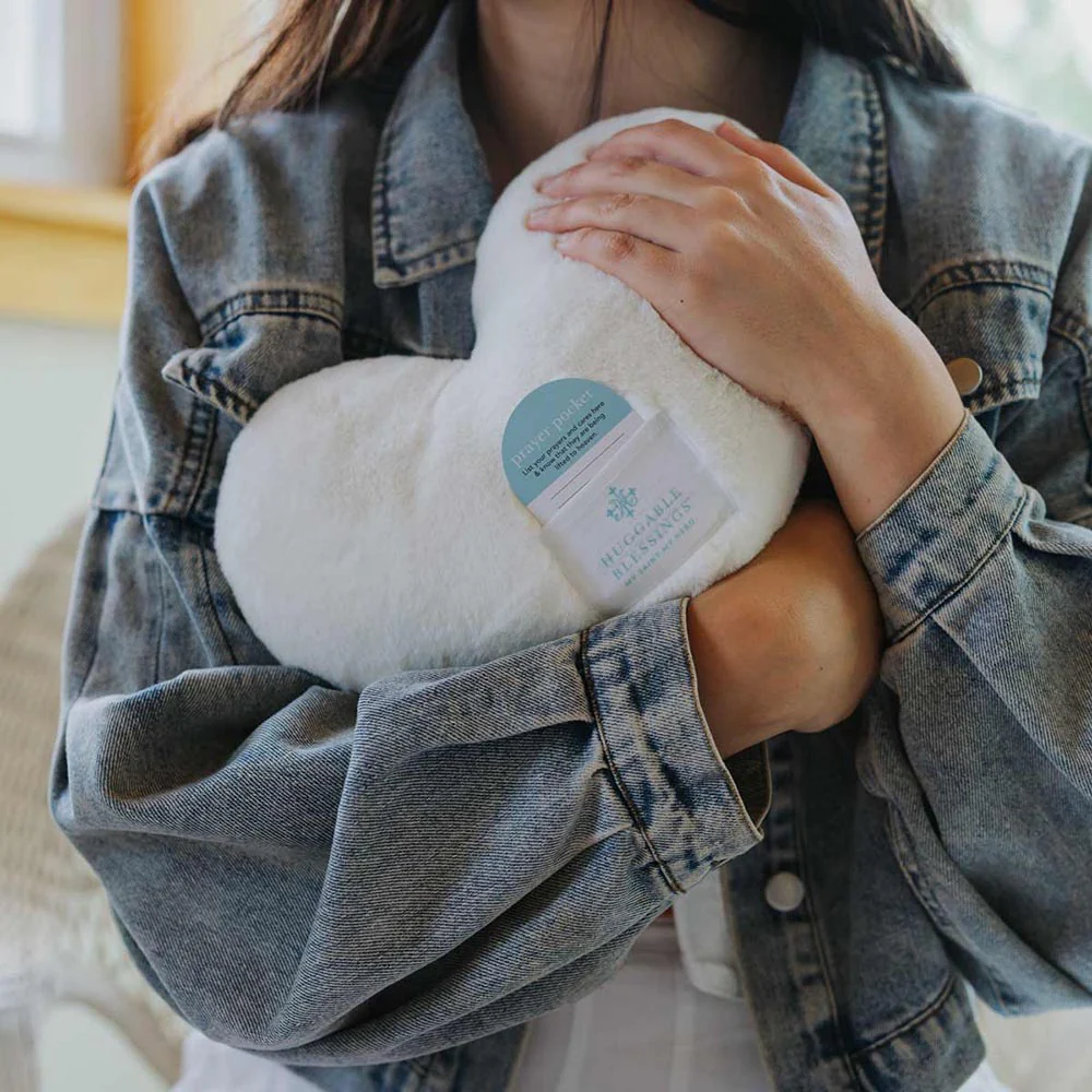 White Cross or White Heart Huggable Prayer Pillow - Image 4