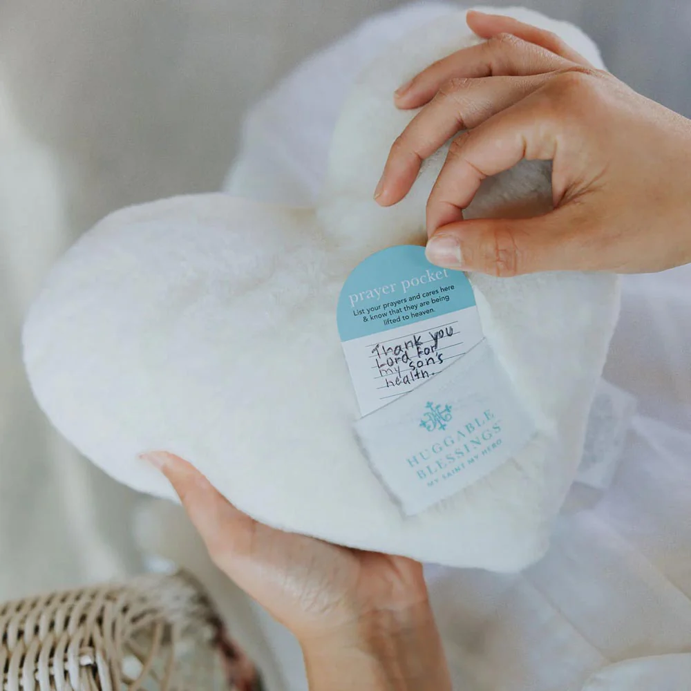 White Cross or White Heart Huggable Prayer Pillow - Image 5