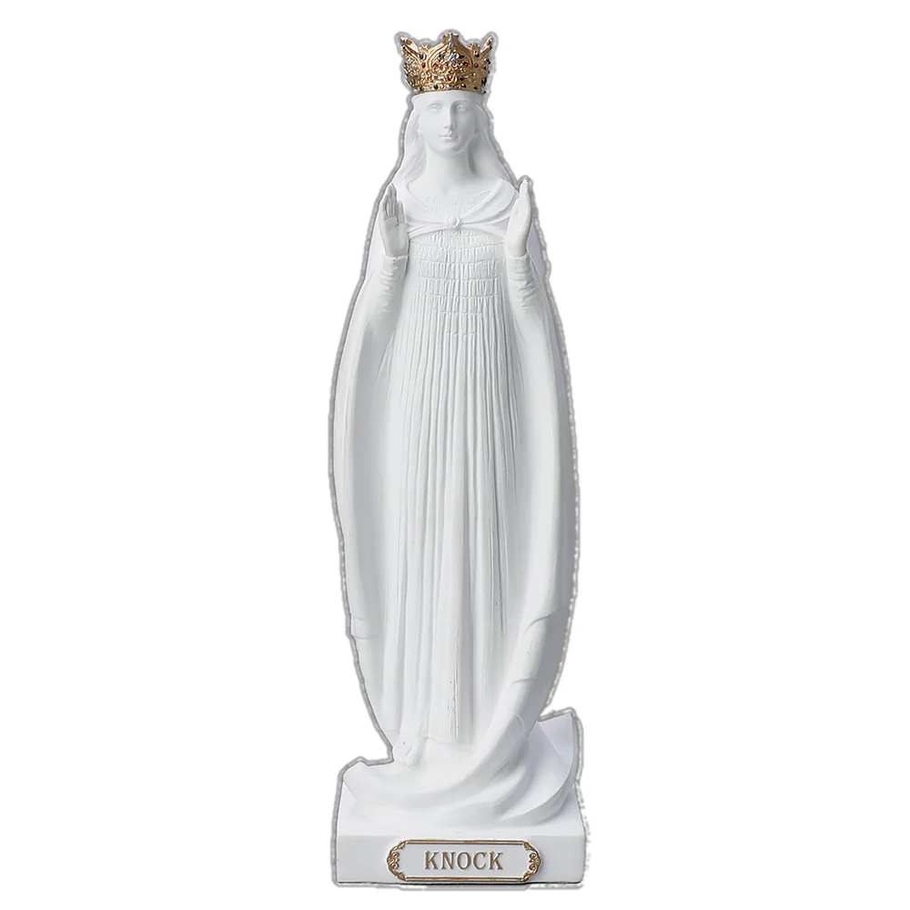 White & Gold Our Lady of Knock Statue - 8.5" - Image 2
