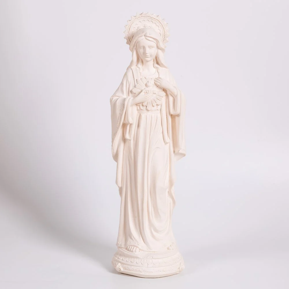 White Immaculate Heart Statue with Halo - 16"