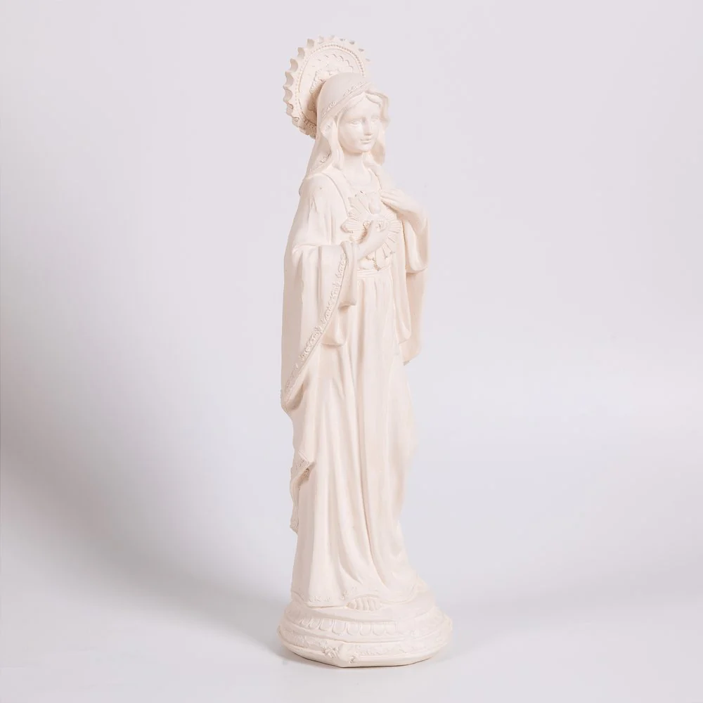 White Immaculate Heart Statue with Halo - 16" - Image 3