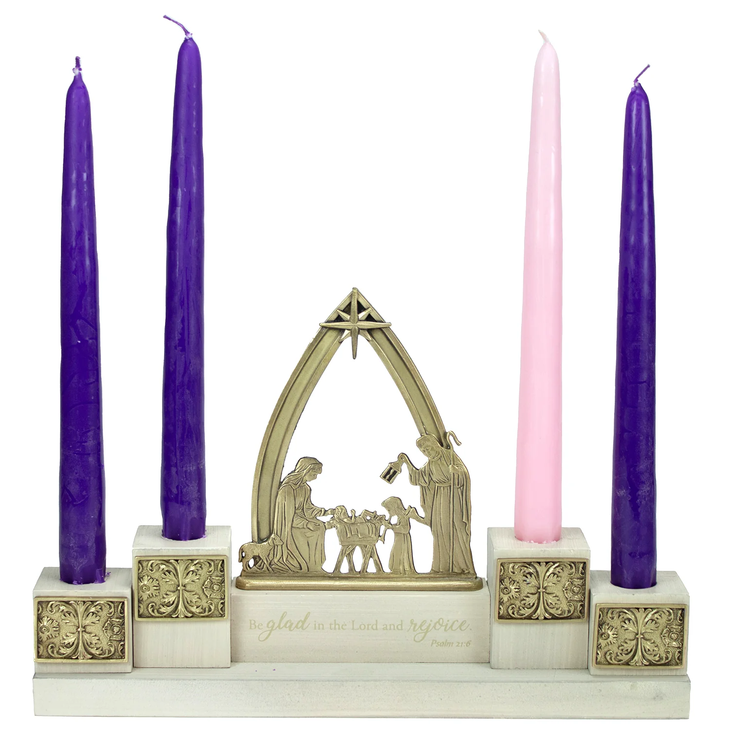 White Nativity Advent Candle Holder & Candles - Image 2