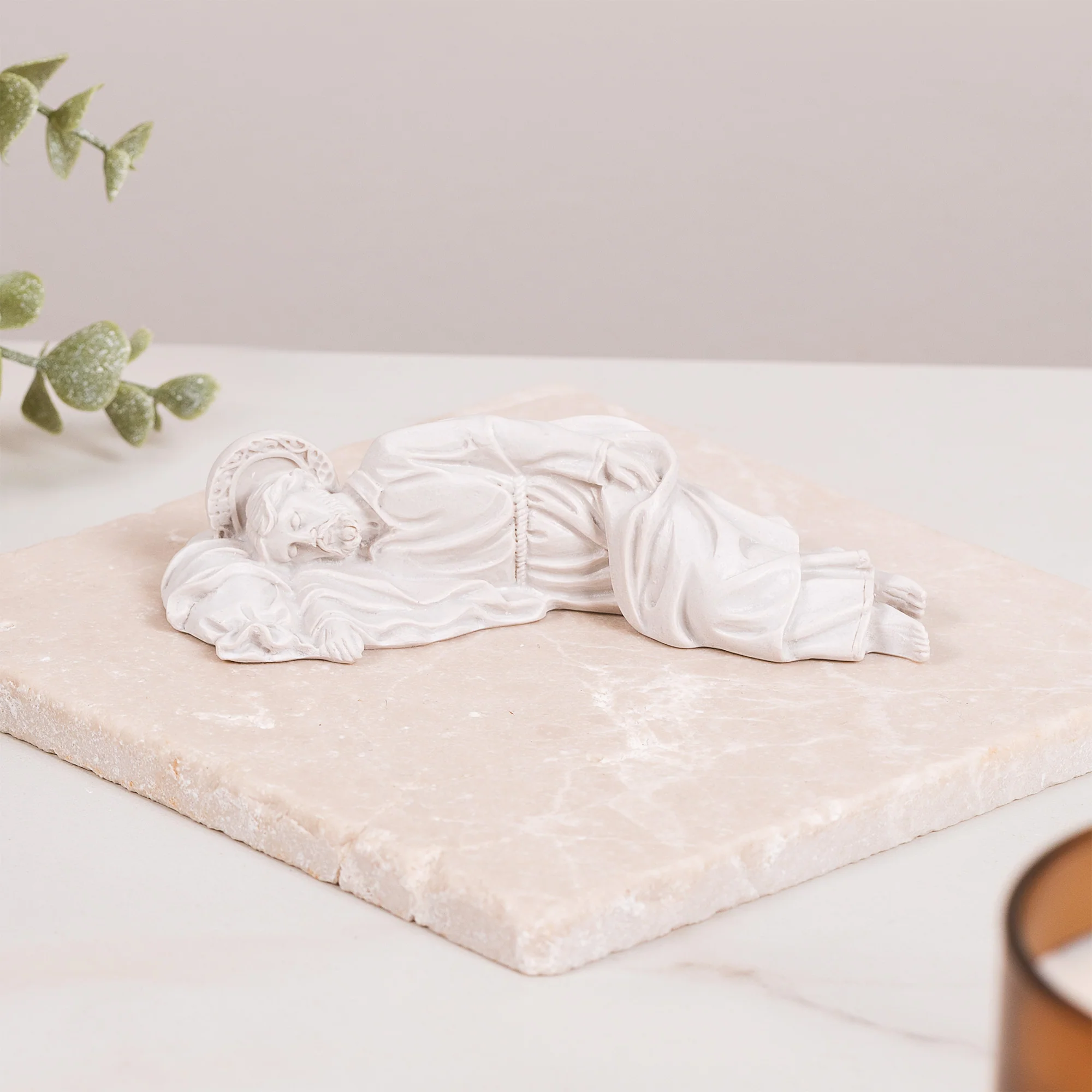 White Sleeping St. Joseph Statue - 5" - Image 2
