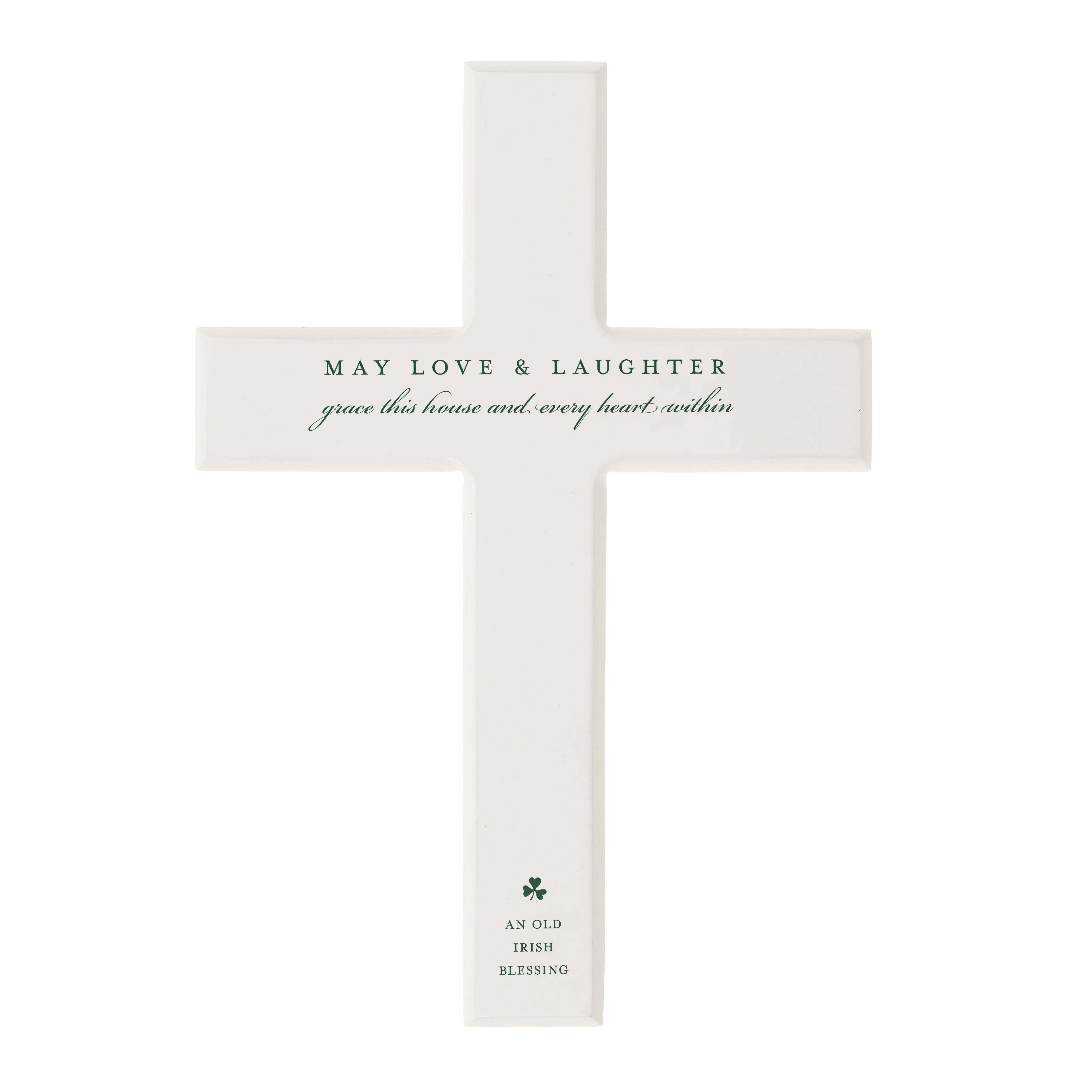 White Wood Irish Love & Laughter Wall Cross - 10" - Image 2