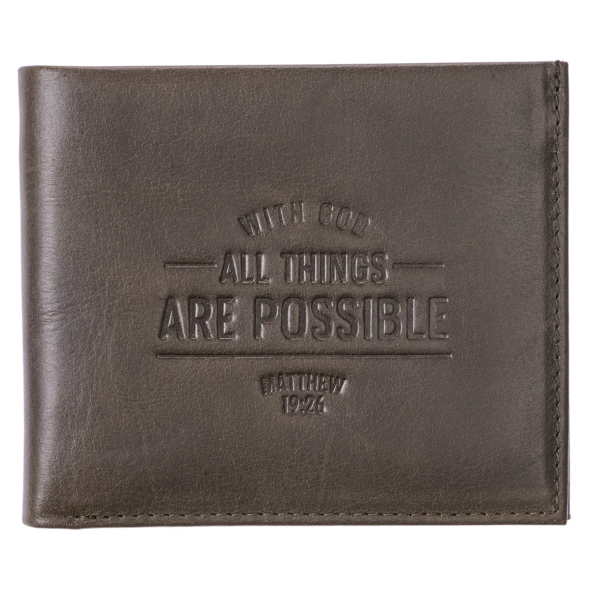 With God All Things Are Possible Brown Leather Wallet