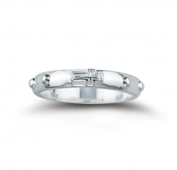 Women's Sterling Silver Engraved Rosary Ring