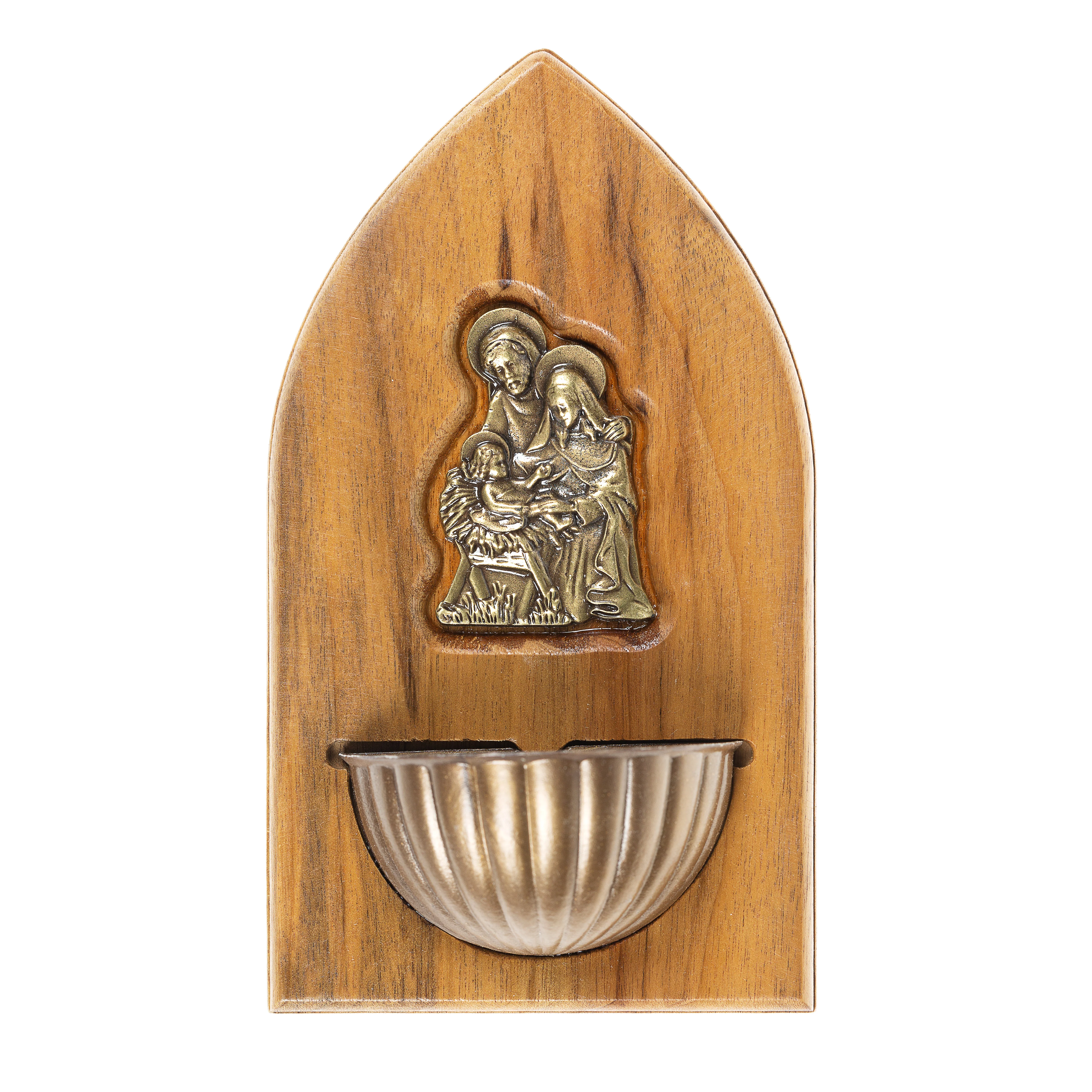 Wood & Antique Gold Holy Family Holy Water Font - Image 2