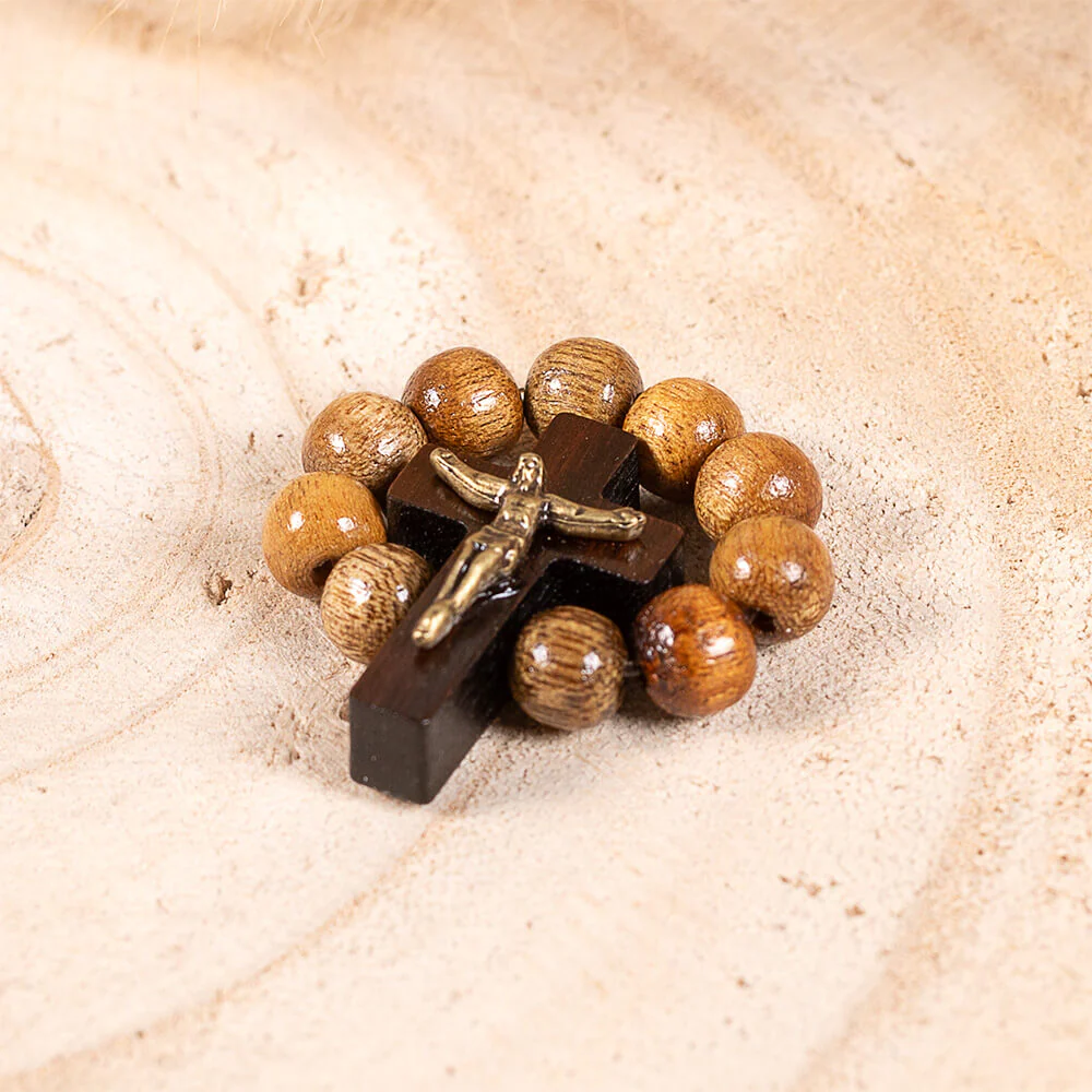 Wood Finger Rosary with Crucifix - Image 2