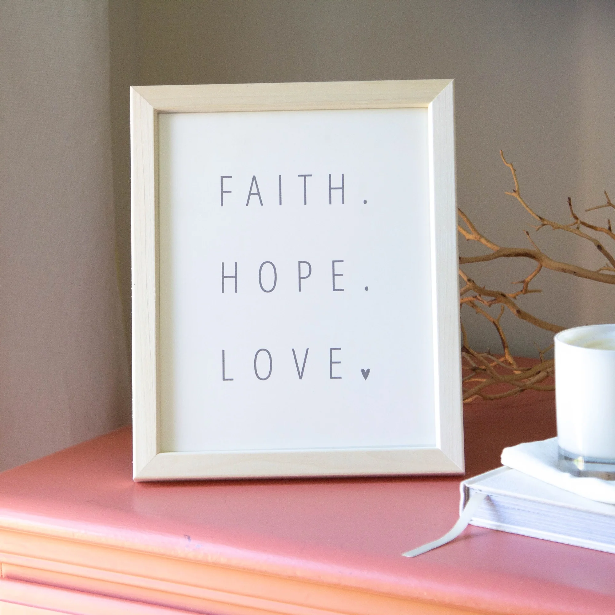 Wood Framed Faith, Hope and Love Art Print - 8x10" - Image 2