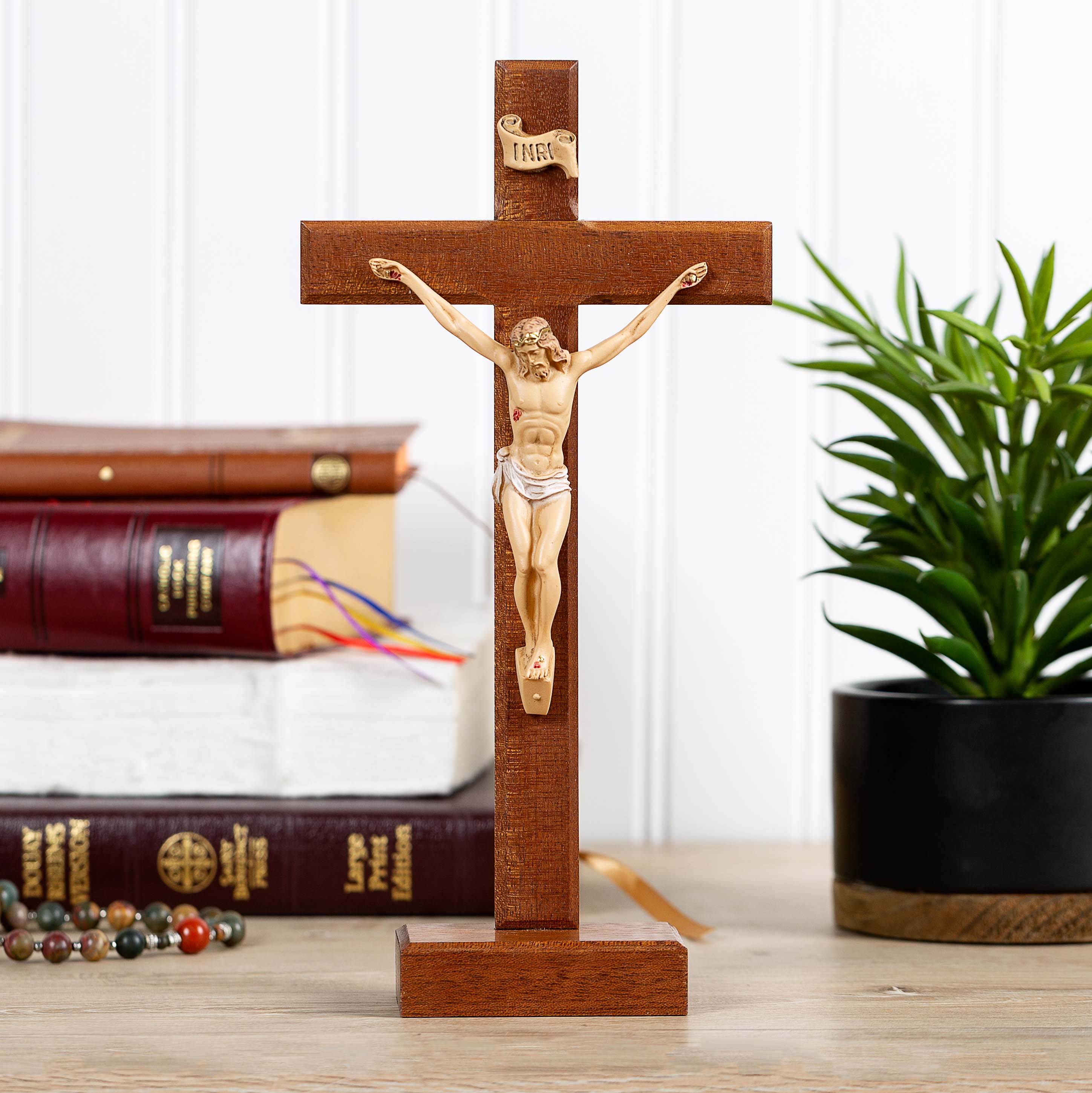 Wood Standing Crucifix 9.5" (H)