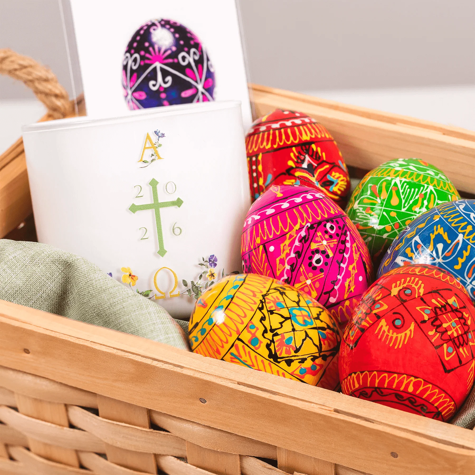 Wooden Easter Eggs - Set of 6 & Easter Paschal Candle Gift Set