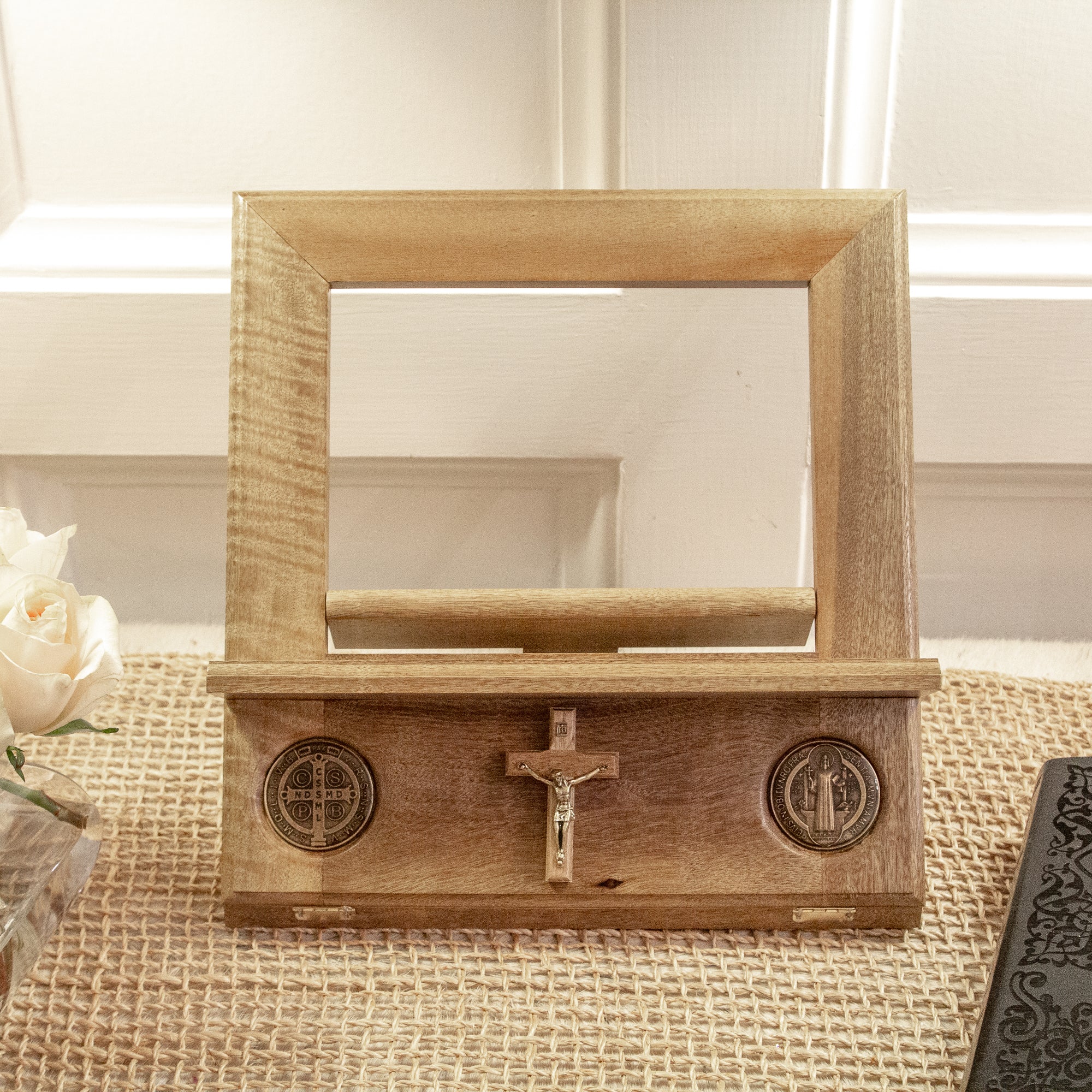 Wooden St. Benedict Medal Bible Stand - Image 4