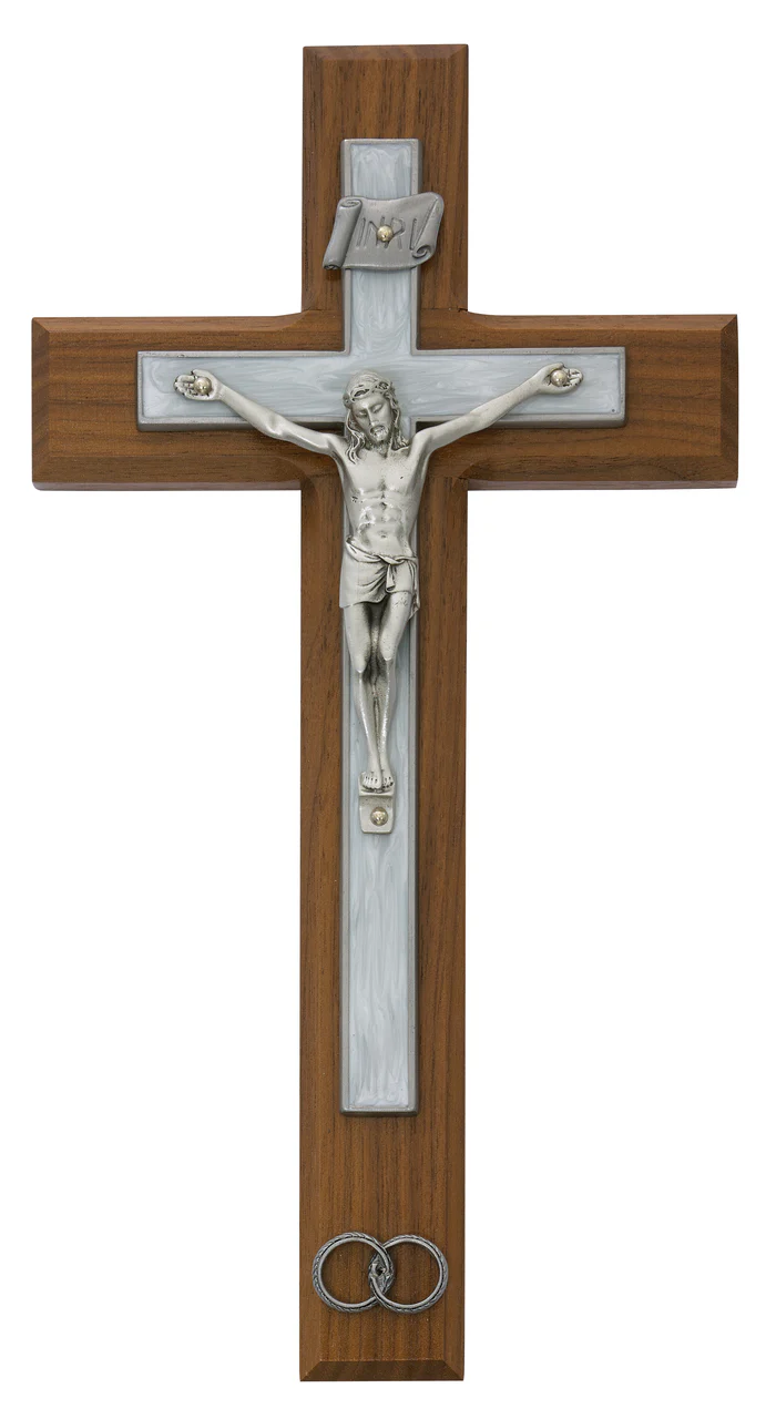 Wooden Wedding Wall Crucifix - 10"