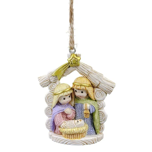 Yarn Look Holy Family Ornament