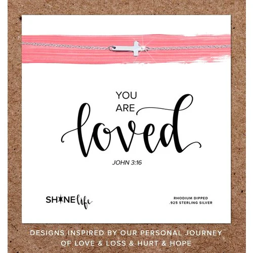 You Are Loved Cross Necklace - Silver