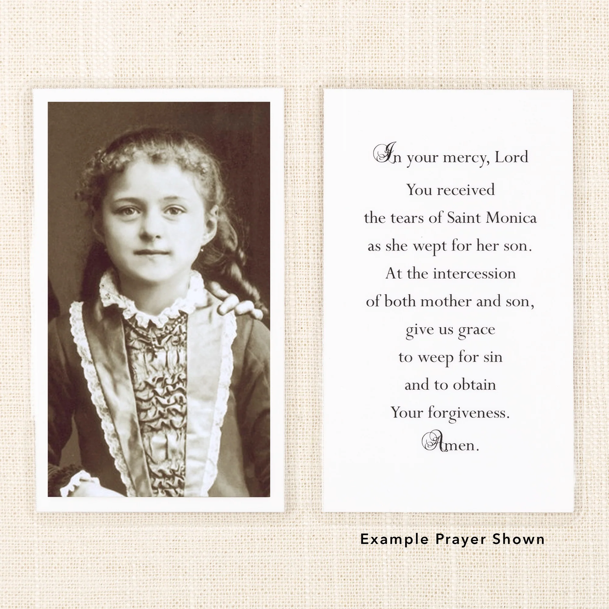 Laminated Young Therese of Lisieux Personalized Prayer Card