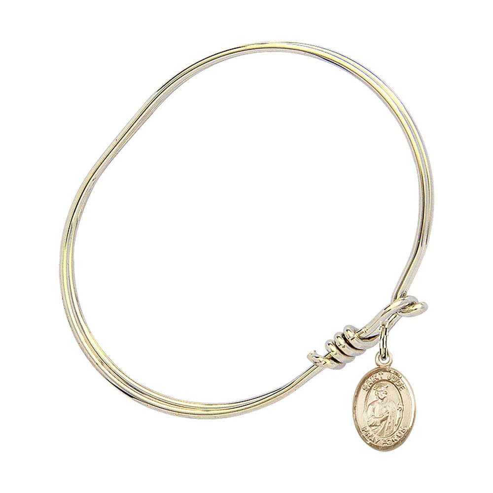 Youth 5 3/4" Gold Plated Bangle Bracelet with St. Jude Thaddeus Medal Charm - Image 2