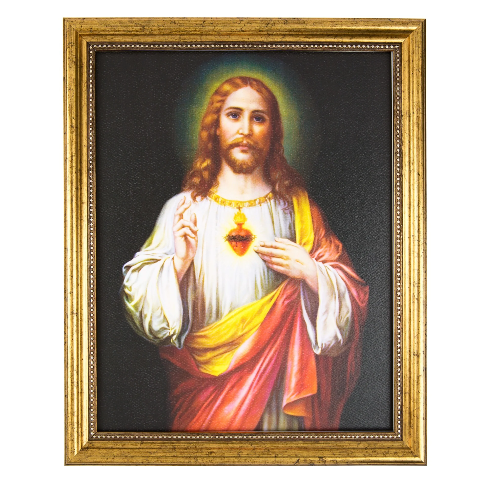 Zabateri Sacred Heart of Jesus Gold Framed Print - Image 2